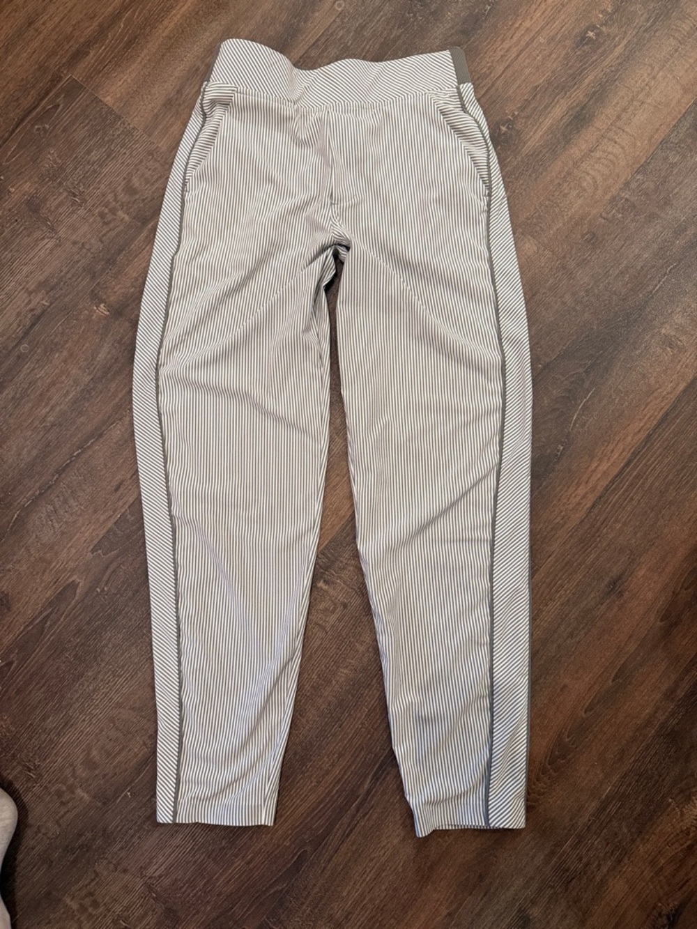Athleta Black and White Striped Track Joggers